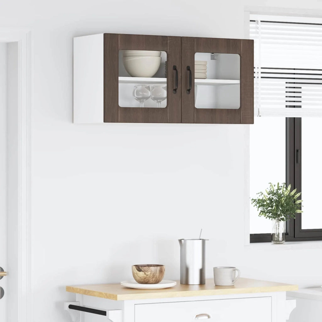 Mobile in vetro da parete LUCCA Rovere Marrone 80 x 31 x 40 cm