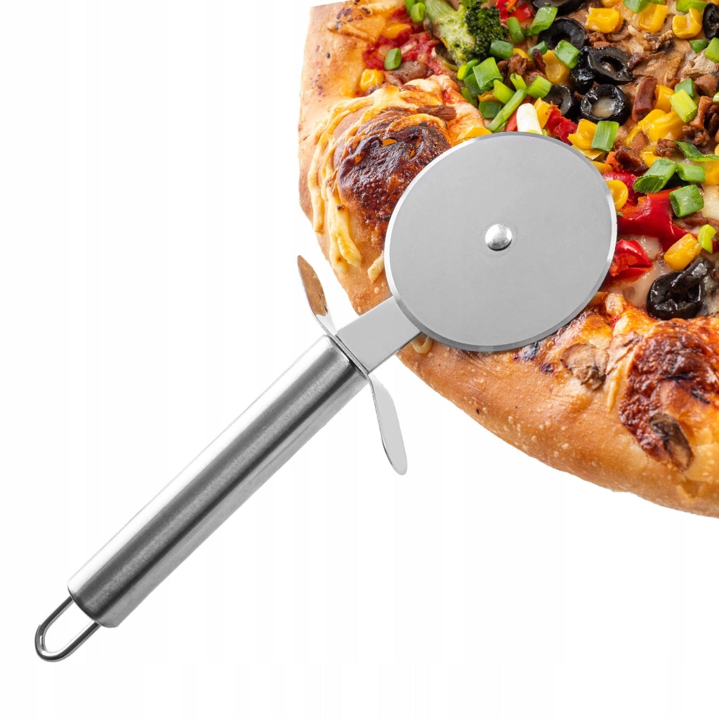 Tagliapizza KADAX con rotella zigrinata affilata e lama in acciaio rotante.