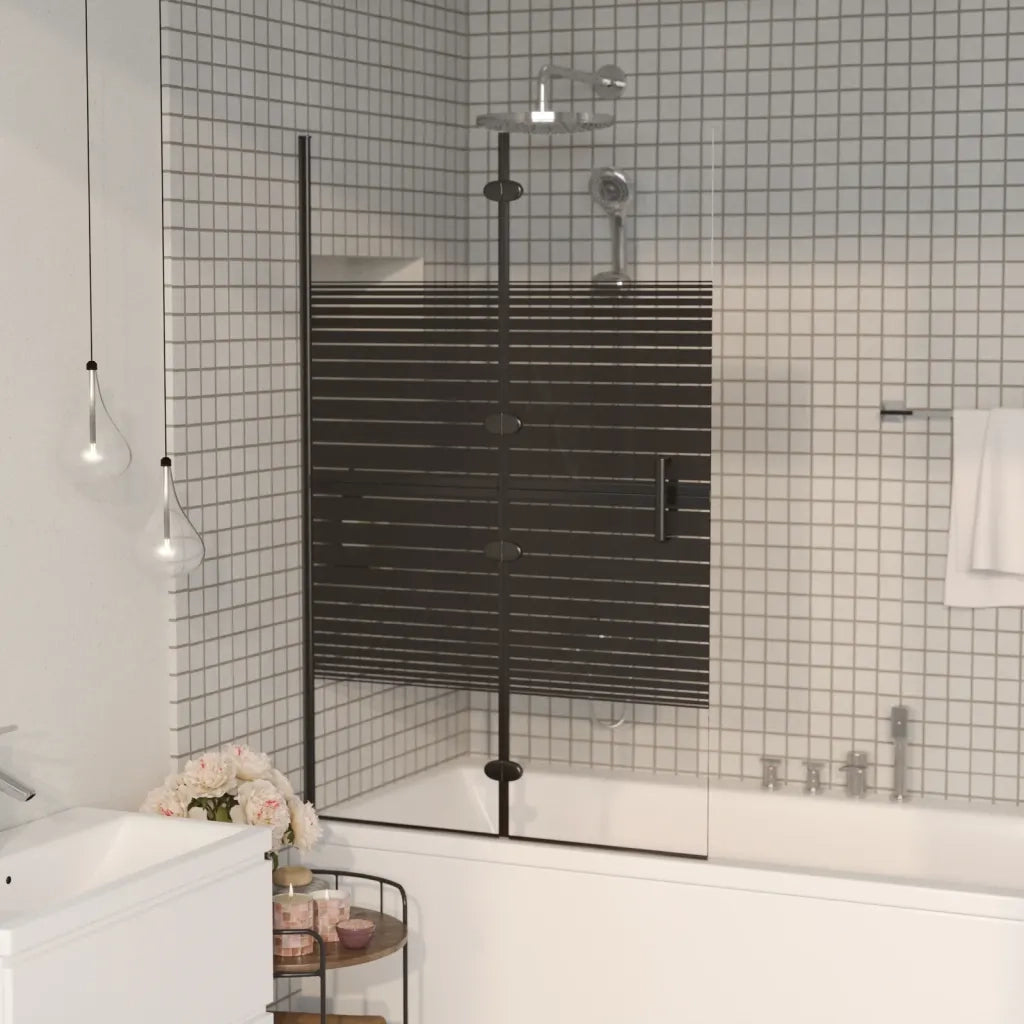 Pannello Doccia Pieghevole in ESG 80x140 cm Nero CFW4956991