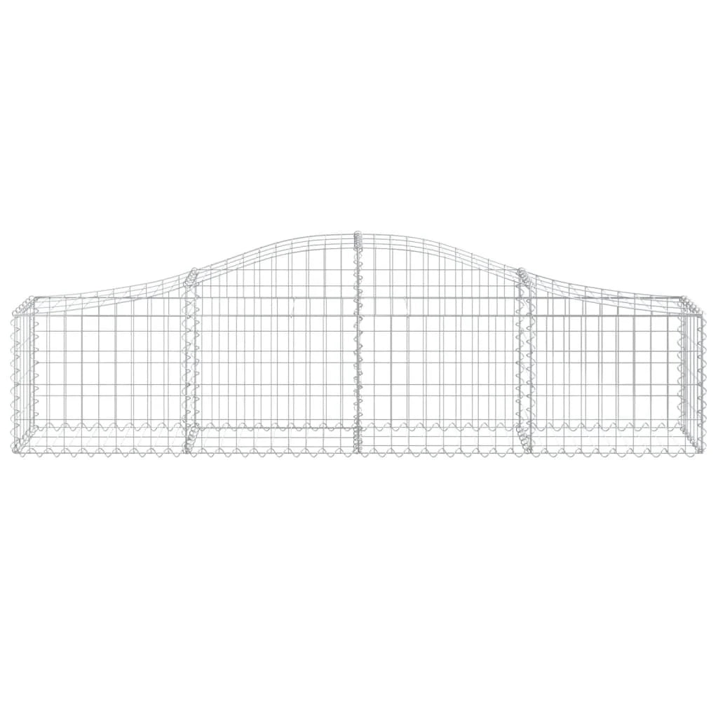 Cestini gabbioni recinzione a gabbia muro di contenimento ad arco 6 pezzi 200 x 30 x 40/60 cm ferro zincato argento 02_0040989