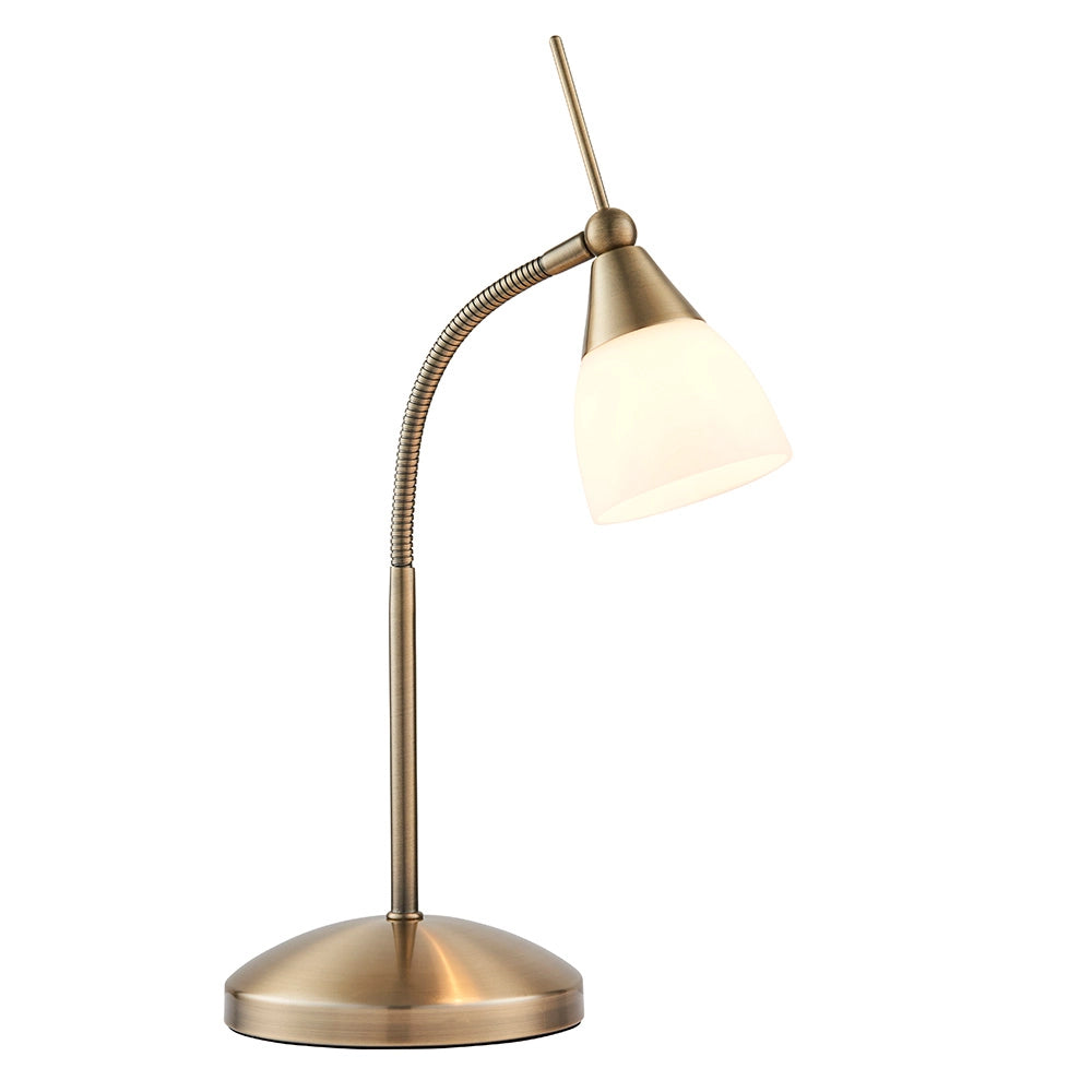 Lampada da tavolo industrial ottone antico touch Endon