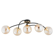 Plafoniera moderna nera 5 sfere oro Gilian 5xE14 Alfa