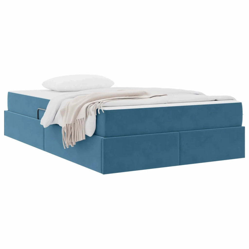 Letto con contenitore e materasso Blu 120 x 190 cm Velluto