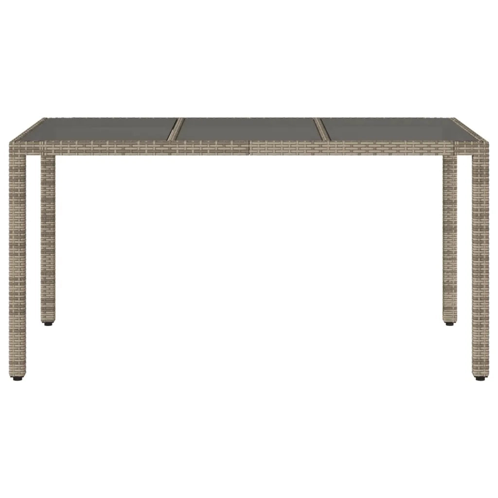 Tavolo da Giardino Piano in Vetro Grigio 150x90x75cm Polyrattan 365532