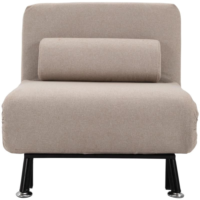 POLTRONA LETTO SINGOLO CON MATERASSO E CUSCINO IMBOTTITO TELAIO IN METALLO BEIGE