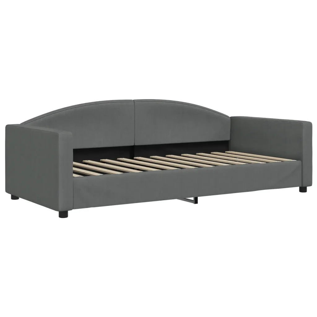 Divano Letto Estraibile Cassetti Grigio Scuro 90x200cm Tessuto