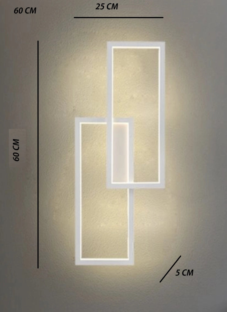 Applique Lampada da parete per interni luce muro a LED 32W moderna con doppio rettangolo luminoso Luce calda 3000K