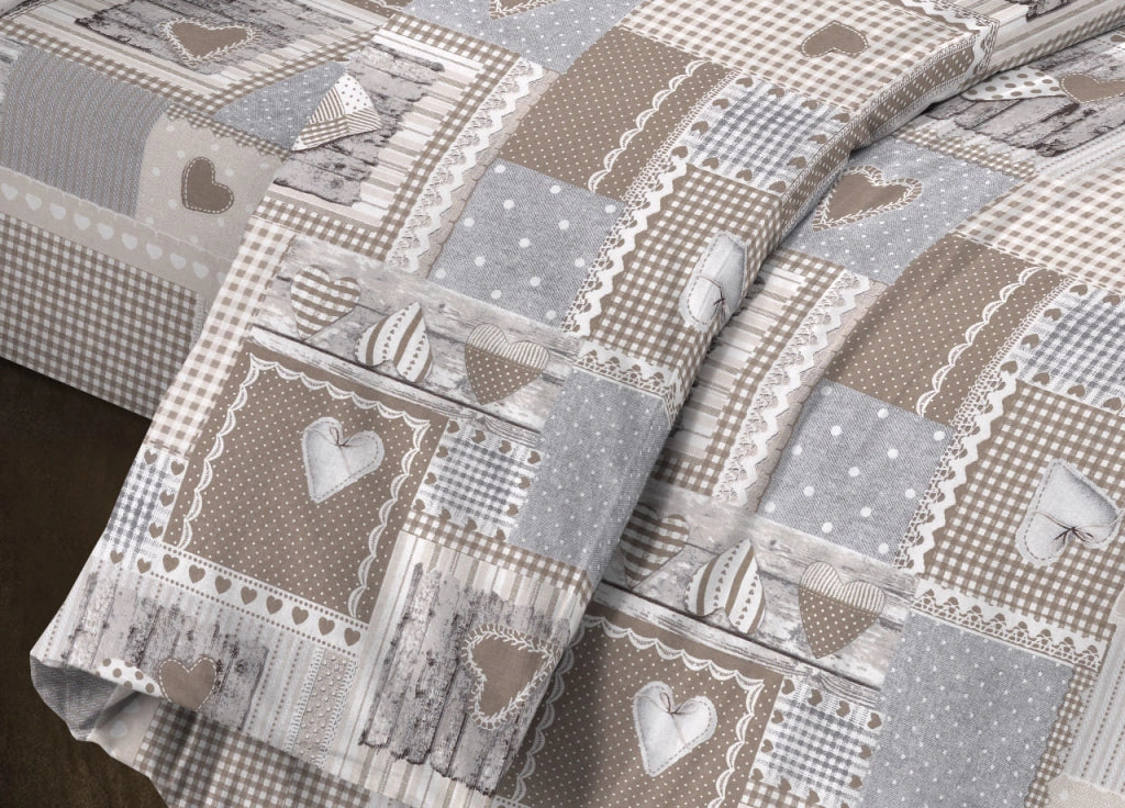 Sacco Copripiumino Piumone Letto In 100% Cotone Made Italy Vari Disegni RP - 1 Piazza - Aprica Beige
