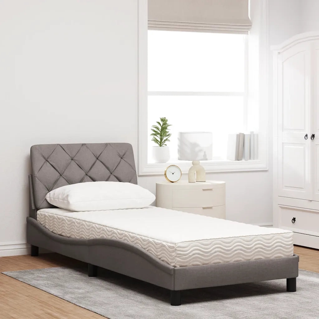 Letto con Materasso Tortora 80x200 cm in Tessuto 3310703