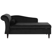 Chaise longue Rivestimento in velluto Nero con contenitore a versione sinistra con supporto