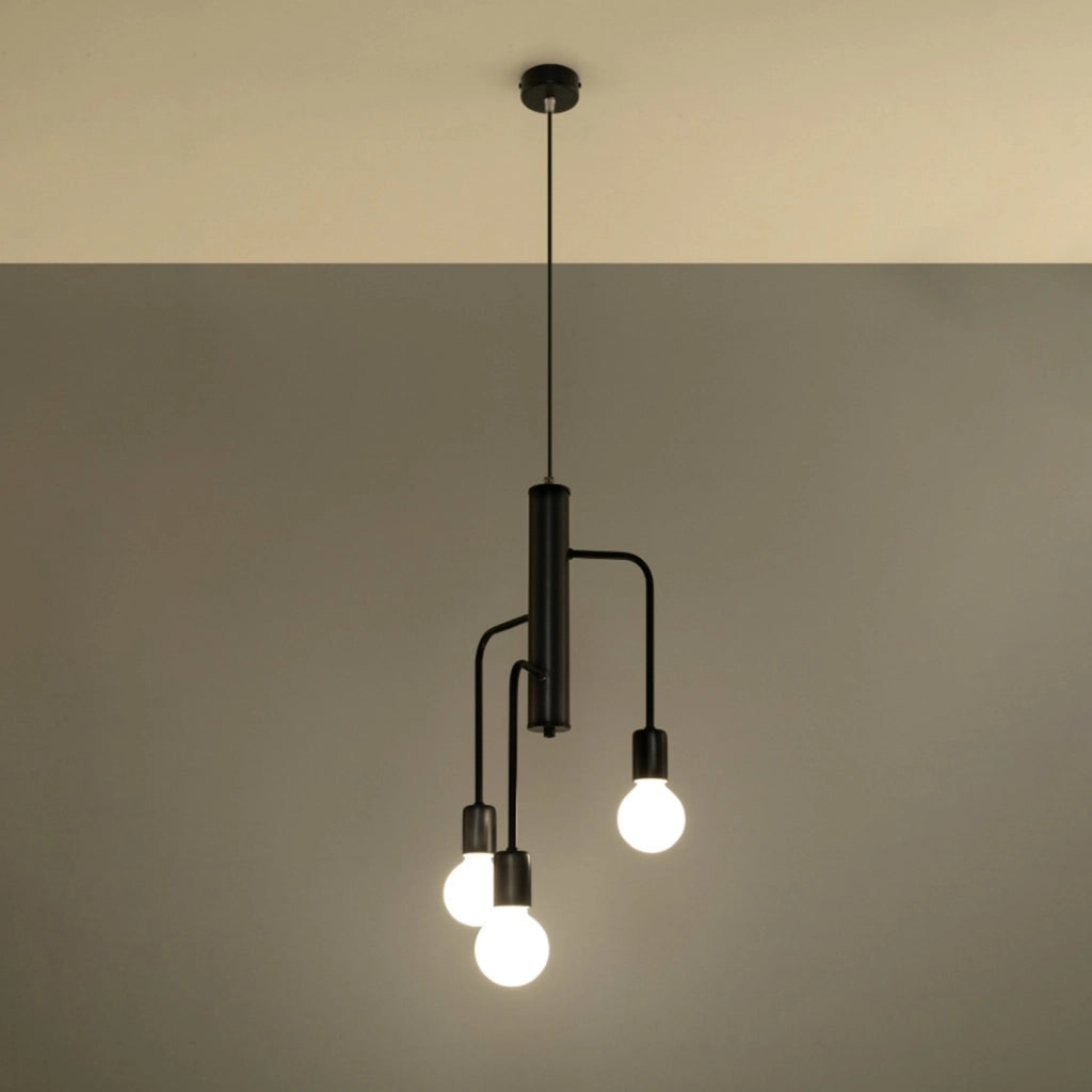 Lampadario Basilik Pure Lume 3 luci E27 nero metallo