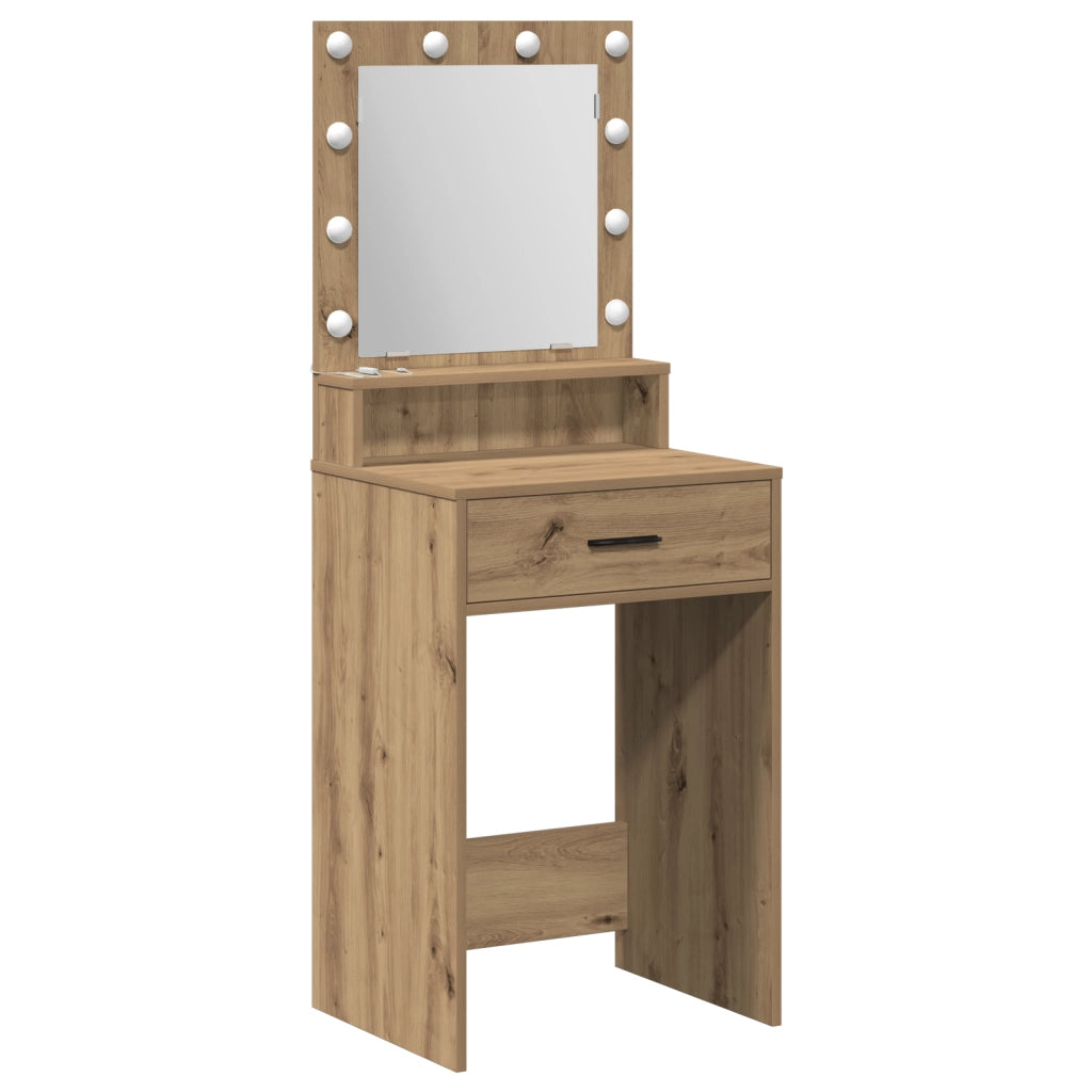 Toeletta  con luci LED in rovere artigianale 50x41x135 cm