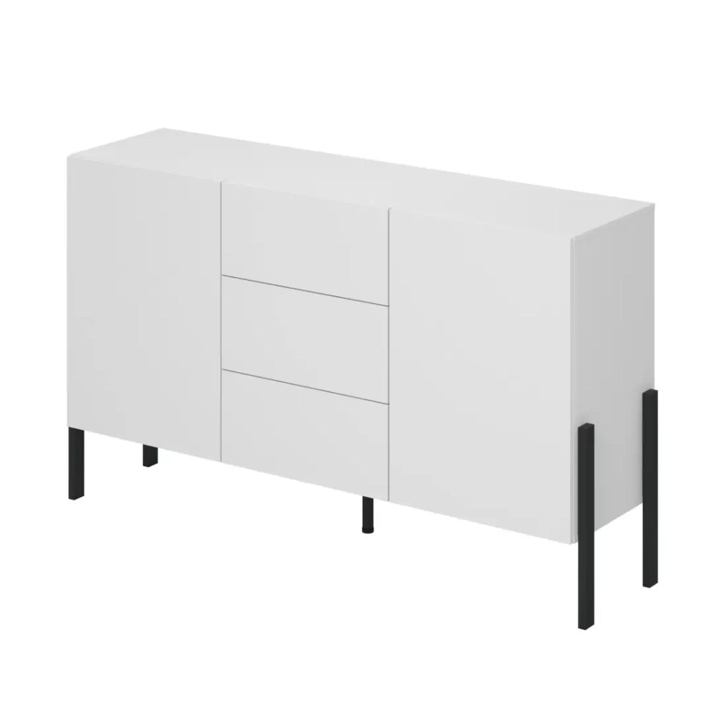 Buffet design collezione SALMA - 2 porte & 3 cassetti - Bianco super opaco & nero opaco