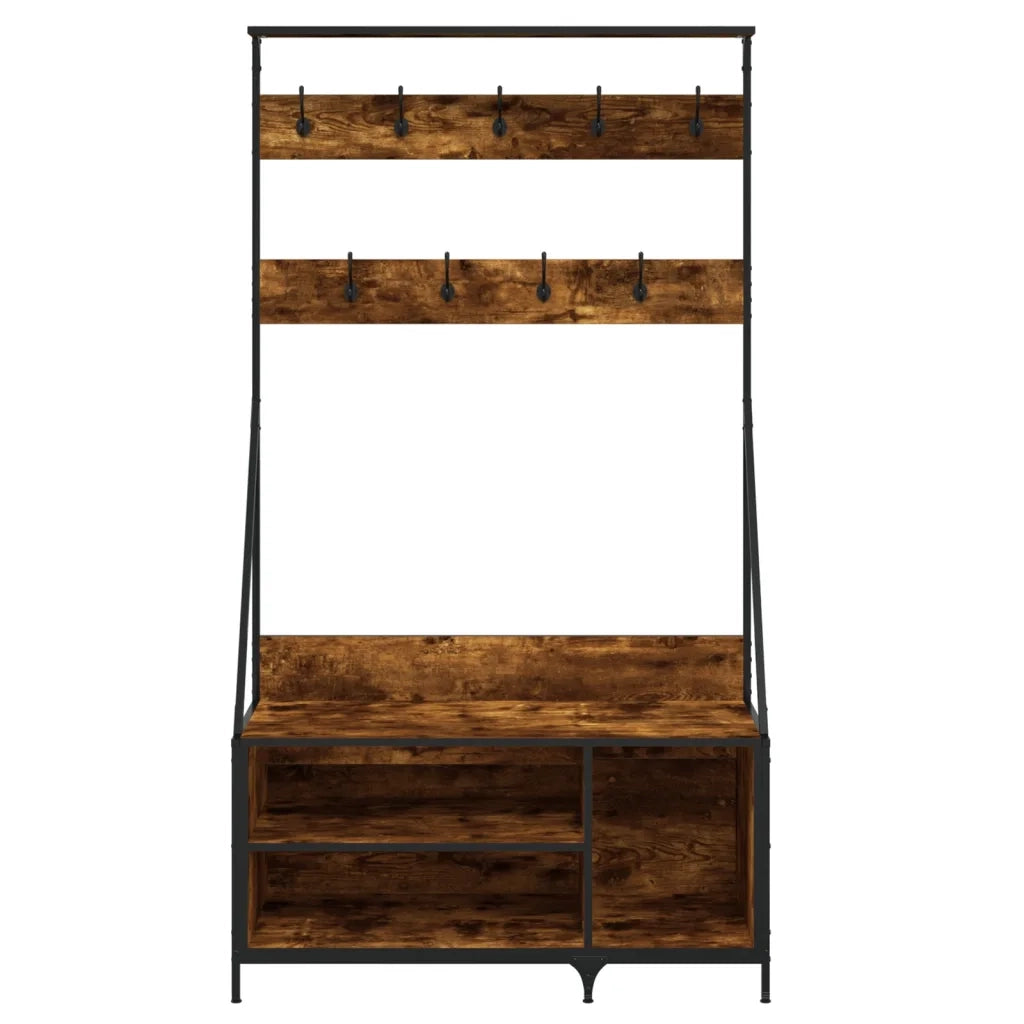 Appendiabiti con Porta Scarpe Rovere Fumo 100x41x184 cm 837869