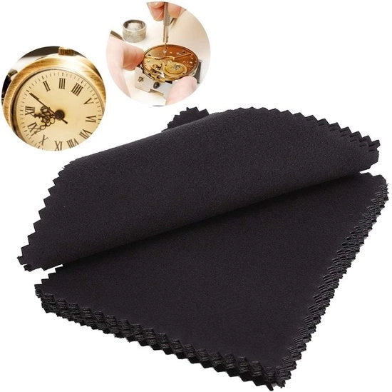 Set di asciugamani per orologi in nylon antistatico, 20 pezzi, doppia faccia, 10x8 cm, nero