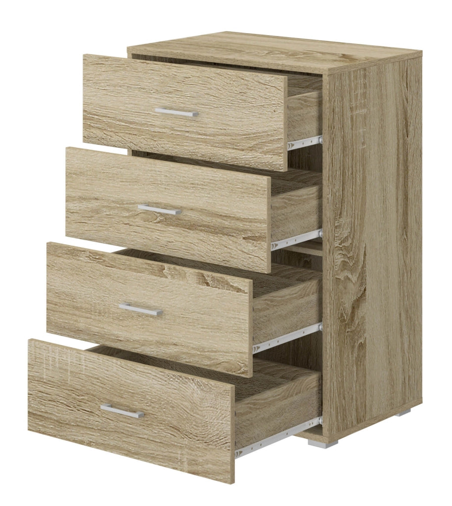 Cassettiera 4 Cassetti 60x41x87 cm in MDF Rovere