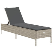 Lettino Prendisole | Sdraio da giardino | Lettino da sole con Cuscino Grigio Chiaro in Polyrattan