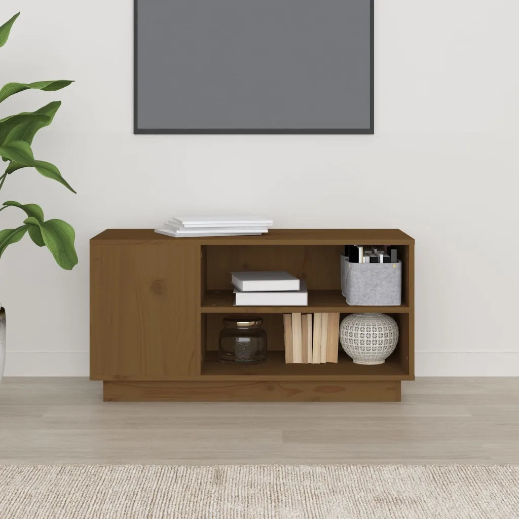 Mobile Porta TV Miele 80x35x40,5 cm in Legno Massello di Pino cod mxl 18253