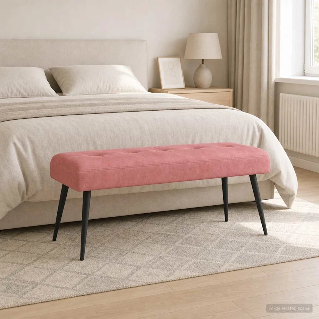 Panchina con bottoni imbottiti Rosa 110 x 40 x 46 cm Velluto 42038533