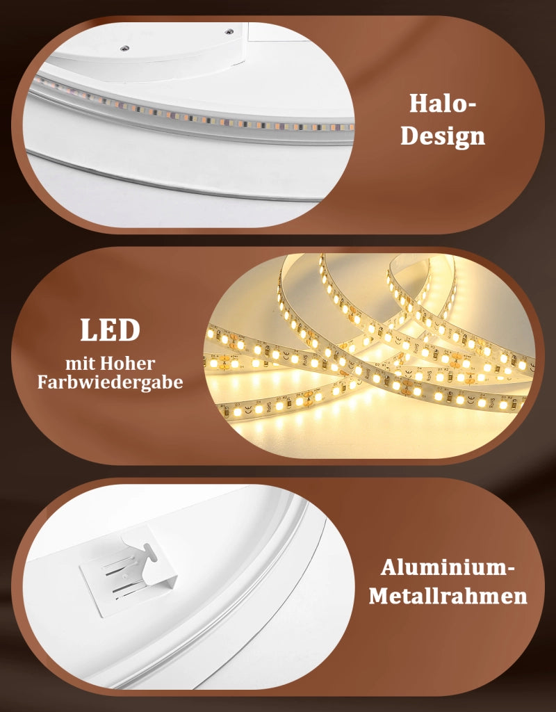 ZMH Specchio da bagno ovale con luce LED 60x80 cm parete IP44 touch antiappannamento dimmerabile 3000K-6500K