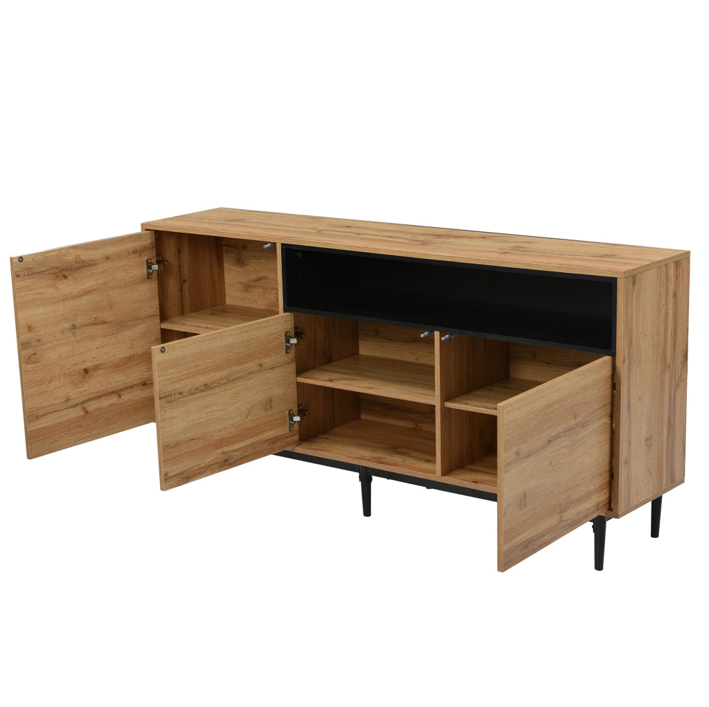Credenza 160x35x76 cm con 3 ante e ripiani; MDF