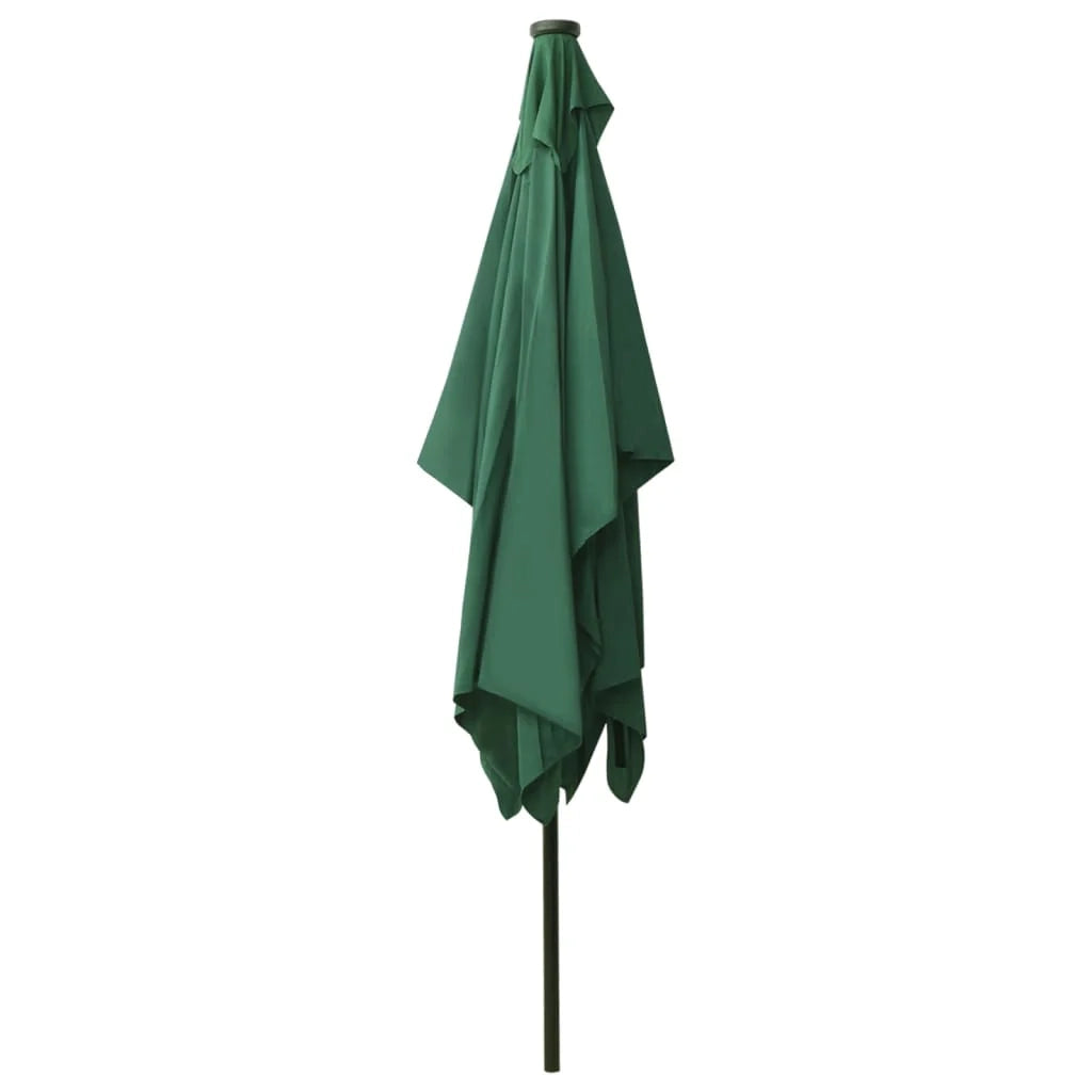 Ombrellone con LED e palo in acciaio verde 2 x 3 m 02_0008073