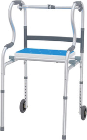 Deambulatore per anziani, regolabile in altezza, pieghevole, con manici, 2 ruote e sedile doccia 3 in 1, supporto per adulti e disabili, portata fino a 180 kg