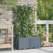 Fioriere da Giardino con Sistema di Irrigazione 2 pezzi Grigio Chiaro