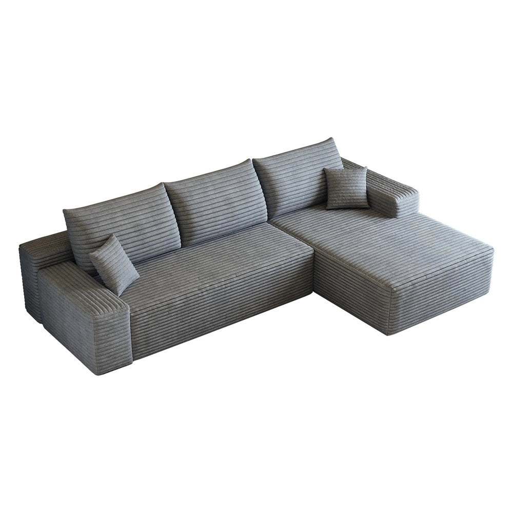 Divano angolare con Chaise Longue ¨C Minimal ¨C grigio tessuto imbottito 270cm