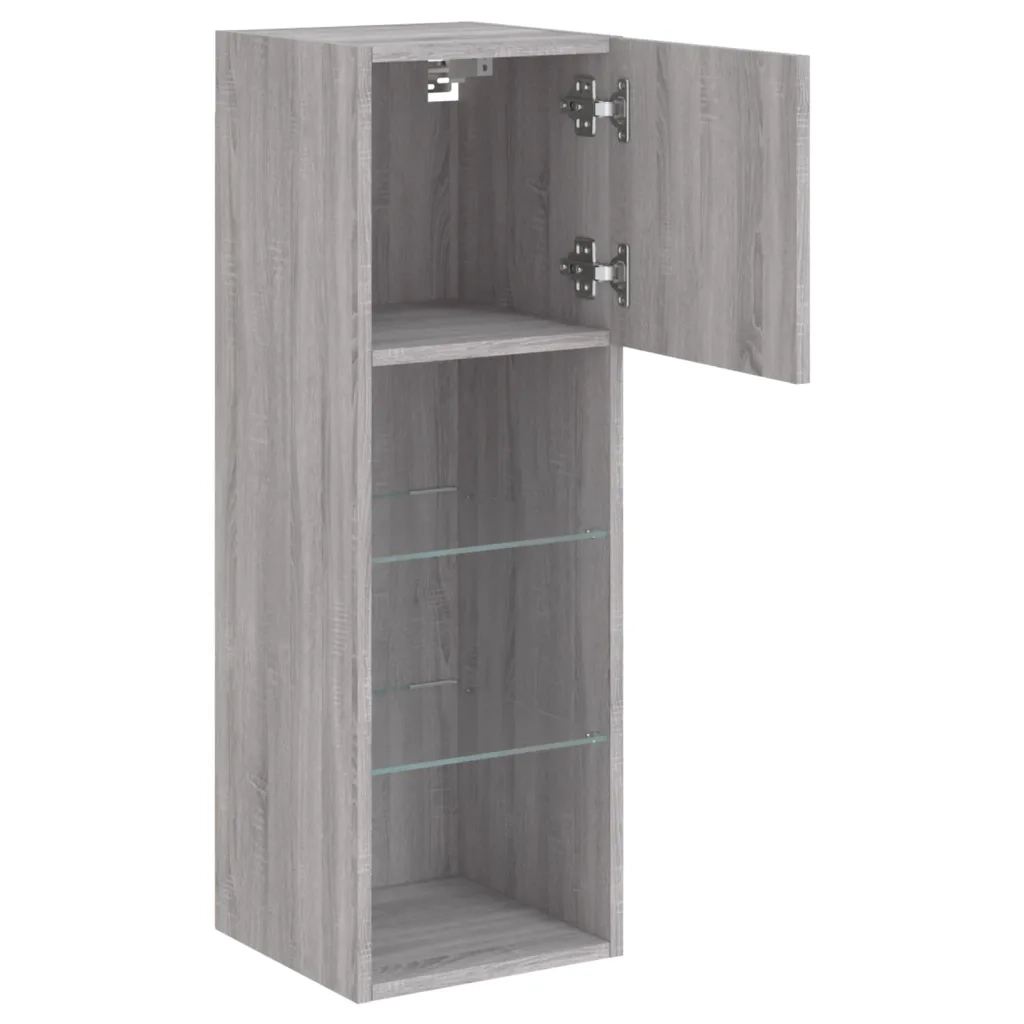 vidaXL Mobili TV con Luci LED 2pz Grigio Sonoma 30,5x30x90 cm