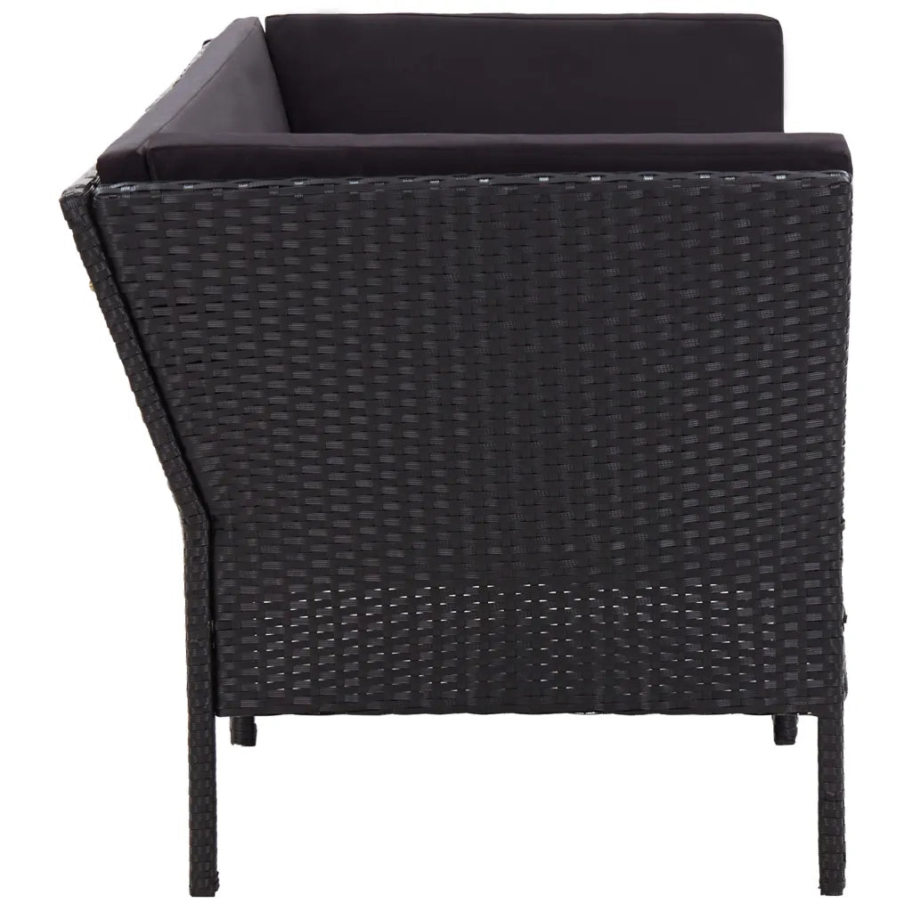 Set Divani da Giardino 6 pz con Cuscini in Polyrattan Nero cod mxl 40879
