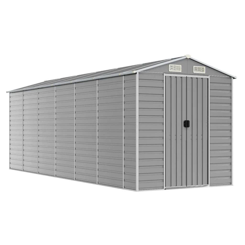 Casetta da giardino cabina ripostiglio casetta da esterno robusta casetta per attrezzi colore chiaro 191 x 555 x 198 cm acciaio zincato grigio 02_0022246