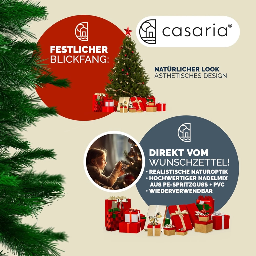® Albero di Natale Finto Verde 140 cm 470 Punte Incl. Base in Metallo Abete Artificiale PVC Effetto Realistico