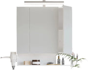 Cassa da bagno - LED - illuminata - cassettone - specchiera - Prese utili - 16,5 cm x 70 cm x 75 cm