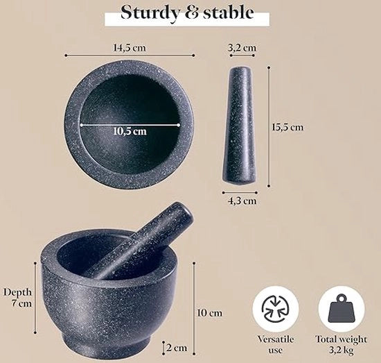 Mortaretto e Pestello, Ciotola Frantumatrice con Martello a Manico, Pestello per Aglio e Salsa, Frantumatrice Manuale per Spezie e Condimenti