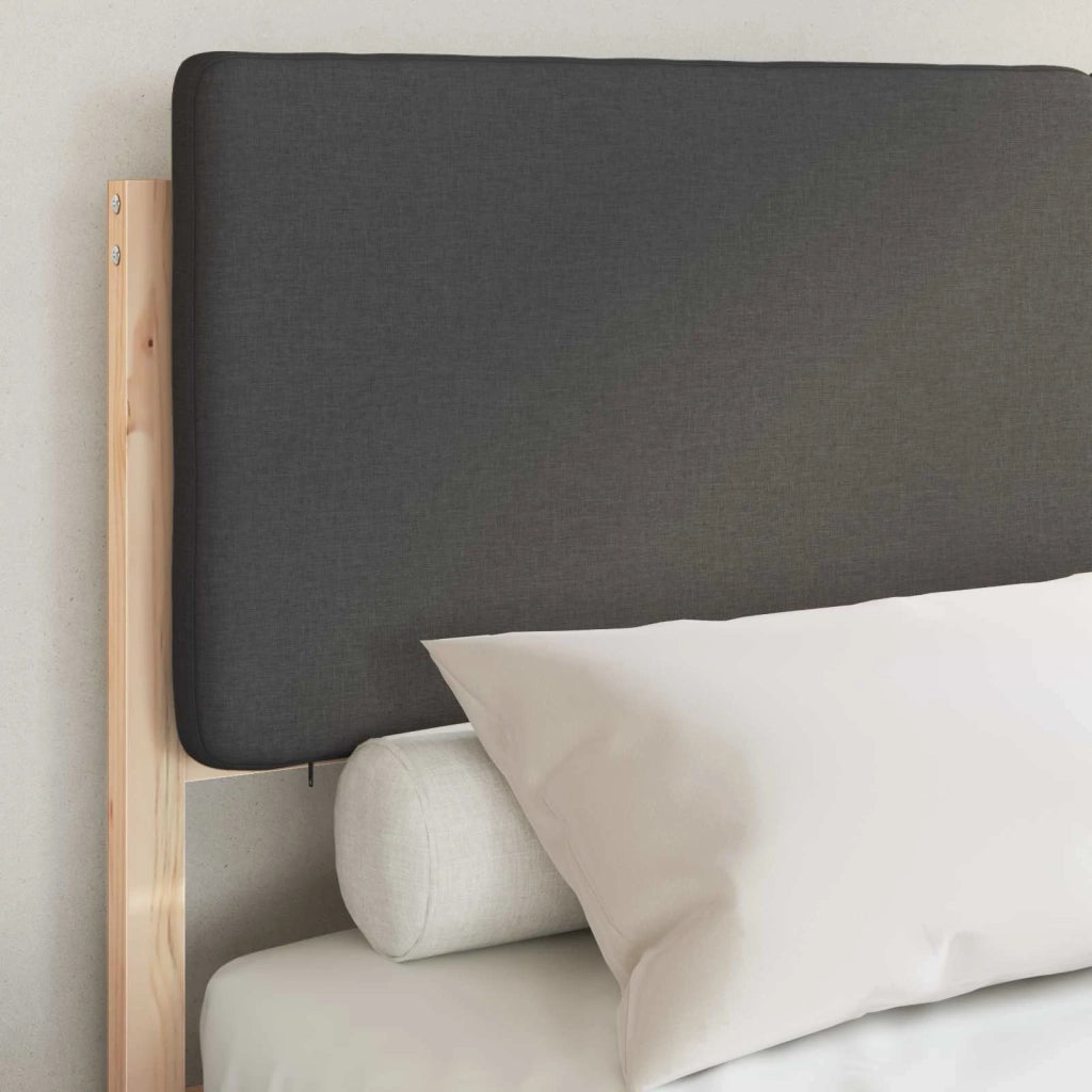 Letto con Testiera Rivestita Grigio scuro 135 x 190 cm