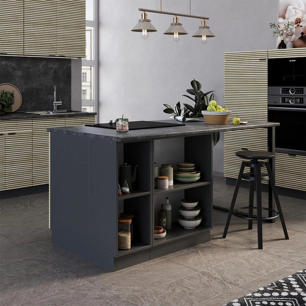 Isola cucina Fame-Line, Pannello in quercia, 90 cm con cassetto, senza piano di lavoro