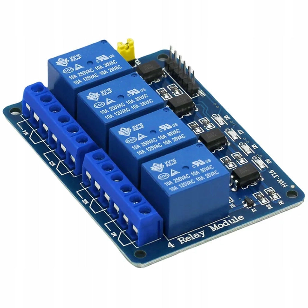 Modulo Relè 4 Canali 5V per Arduino – Isolamento Ottico, SPDT | Dimensioni 72x50x19 mm, 10A | Automazione e Robotica