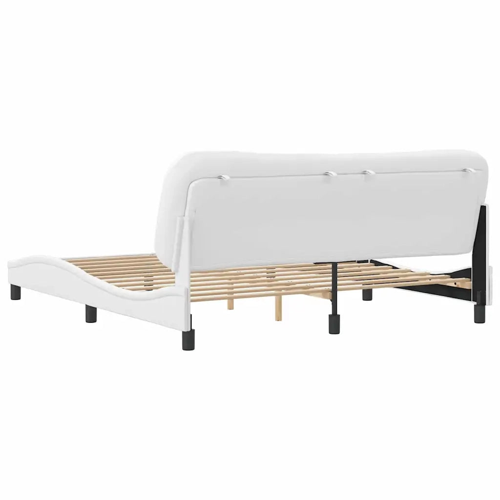 Letto matrimoniale | Letto per adulti | Giroletto senza Materasso Hvar Bianco 180x200 cm in Similpelle