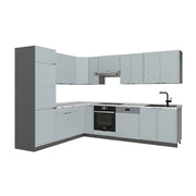 Cucina angolare completa Fame-Line Blu-grigio chiaro/Antracite 287 x 60 cm, PL Marmo Vicco