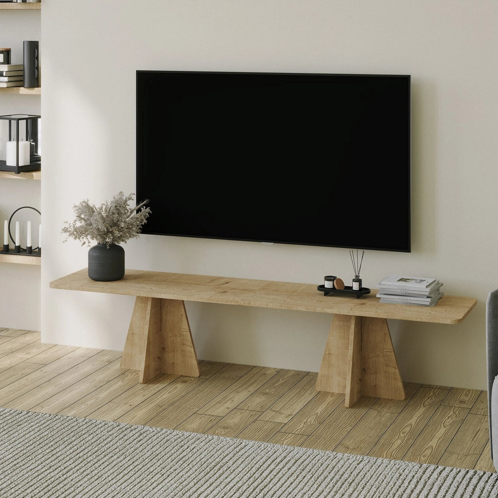 Cairano, Mobile Porta tv Peso Supportato 40 kg, 180x42x40h cm Marrone Rovere