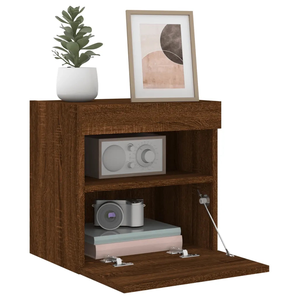 Mobile TV a Parete con Luci LED Rovere Marrone 40x30x40 cm 837181
