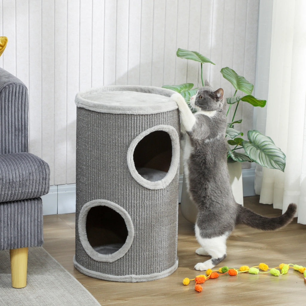Tana per Gatti a Due Livelli ¨C Zephmum ¨C Grigio Chiaro 60x35 cm