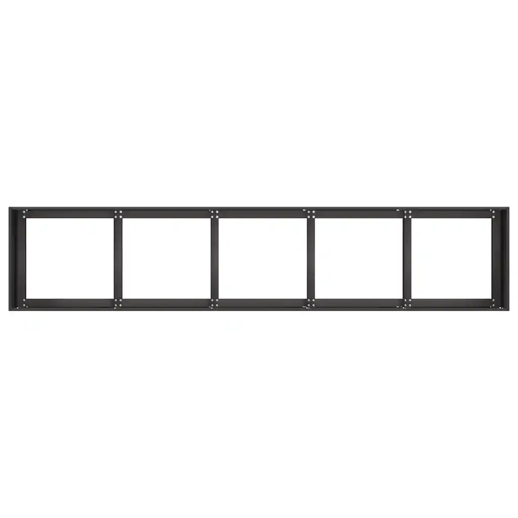 Fioriera Nera 200x40x40 cm Acciaio Laminato a Freddo 860682