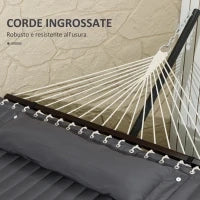 Amaca da Giardino Portatile con Cuscino Integrato, in Cotone, Poliestere e Acciaio, 368x93x110 cm, Grigio Scuro