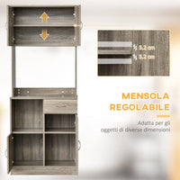 Easycomfort Credenza Moderna per Cucina o Sala da Pranzo, Mobile Buffet con Armadietti e Cassetti in Legno, Grigio, 71x41x178cm