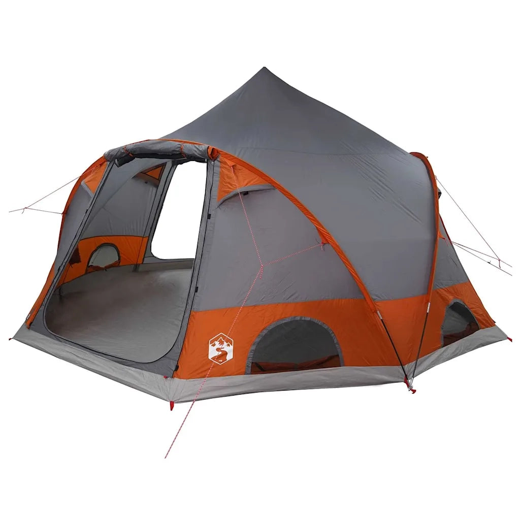 Tenda a cupola per 4 persone con tetto-Tenda da campeggio Grigio e arancione 329887