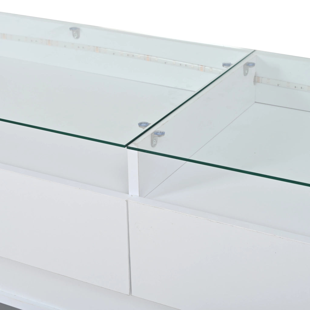 Credenza con 2 cassetti e illuminazione LED per soggiorno in MDF bianca