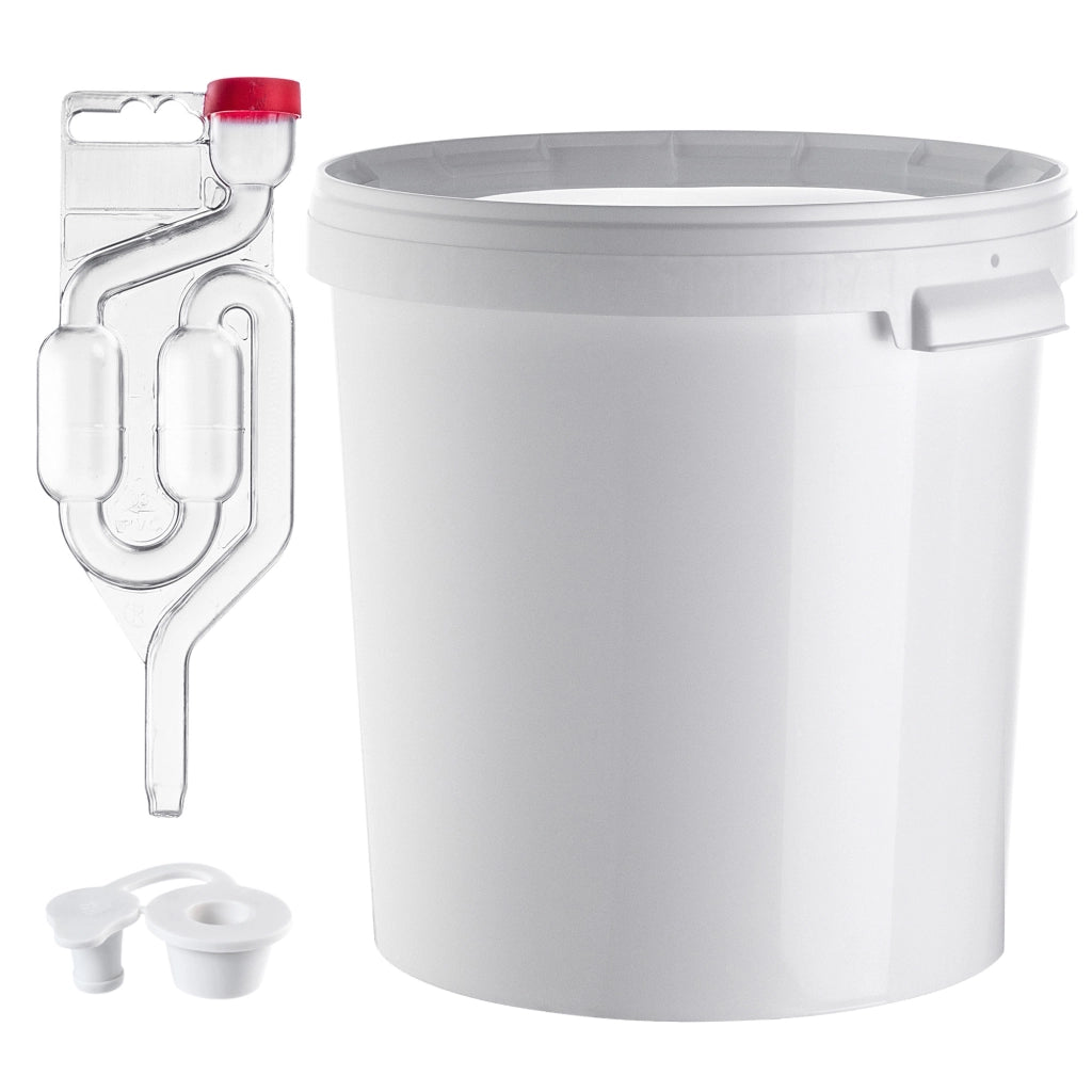 Contenitore di fermentazione KADAX da 33 litri per vino, liquori, birra e sidro, con tappo in sughero.