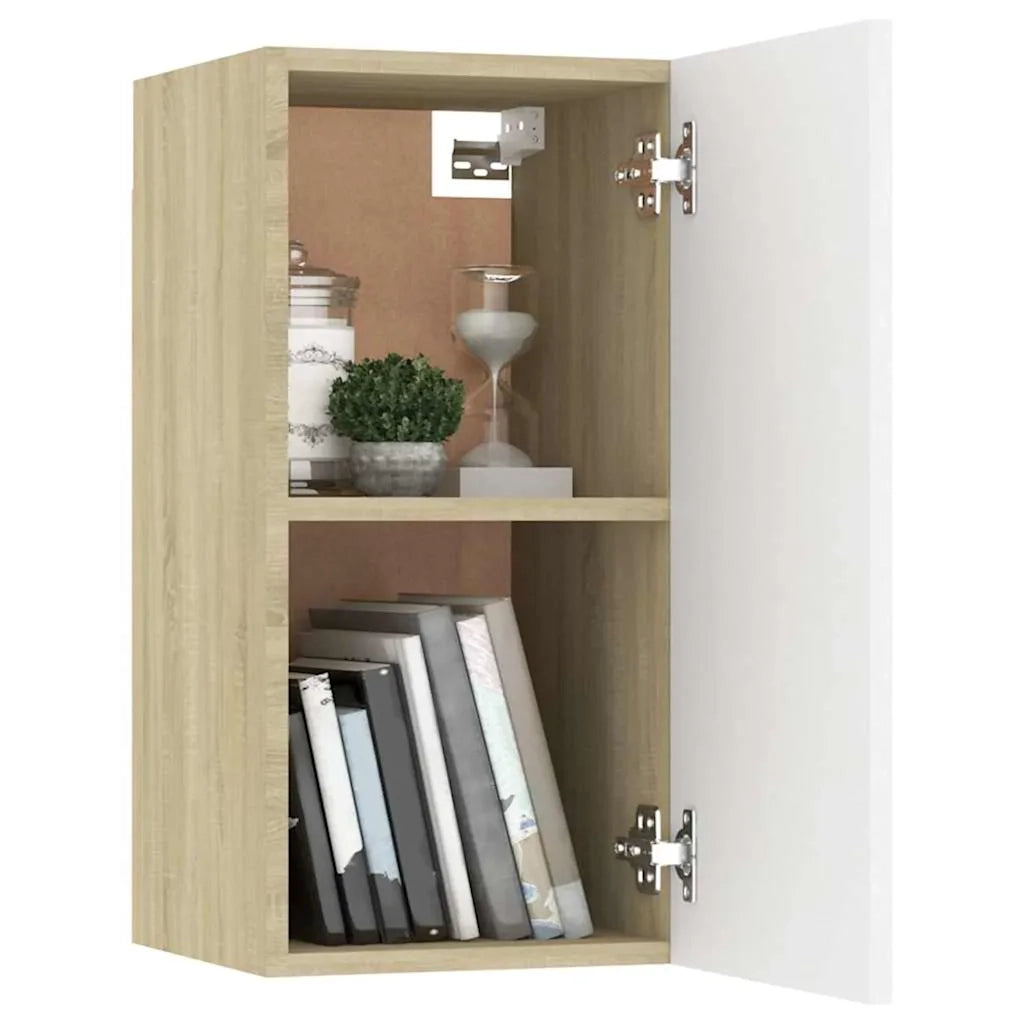 Mobile TV Bianco e Rovere Sonoma 30,5x30x60 cm in Truciolato